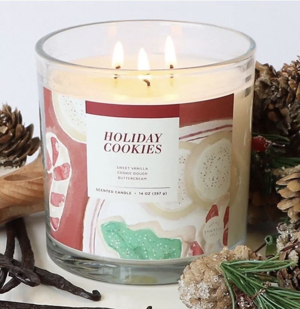 new sonoma candle Women’s GIFT 3 Wicks 14oz Jar Candle - cookies Vanilla,